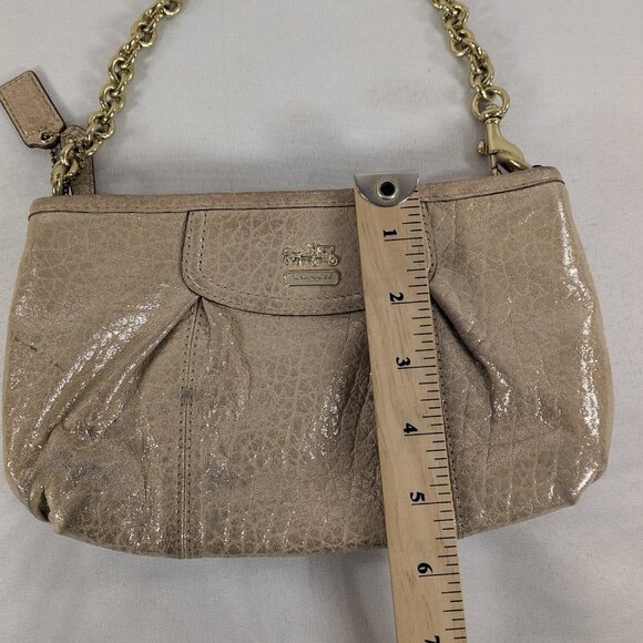 Coach Gold Chain Convertible Wristlet Purse Shoulder Bag Wallet Leather Glitter - Picture 8 of 16